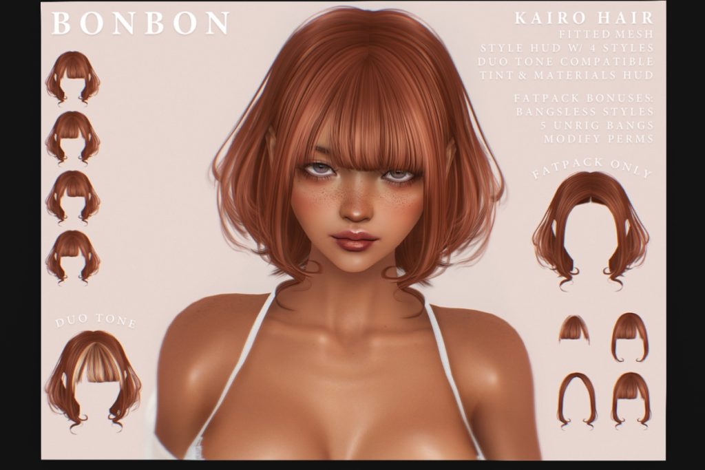 Kairo Hair, L$425 each/L$647 FP