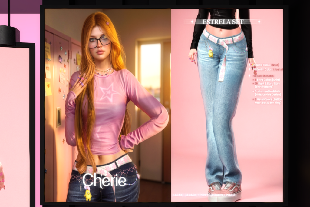 Estrela Shirt and Jeans - Legacy/MaitreyaX/Reborn/+mods, L$299 each/L$1299 each FP/L$2499 MP