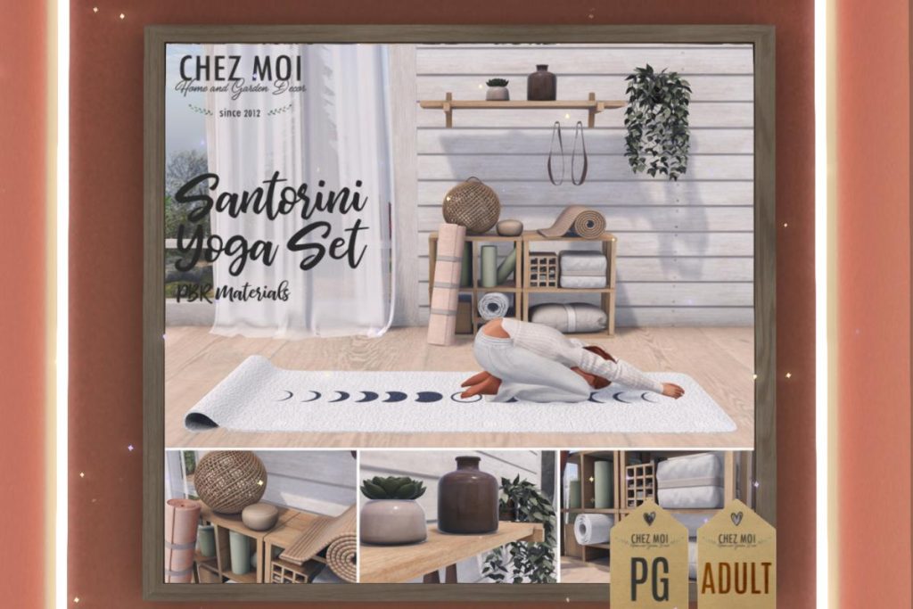 Santorini Yoga Set, L$88-L$188 each/L$588 PG/L$688 Adult