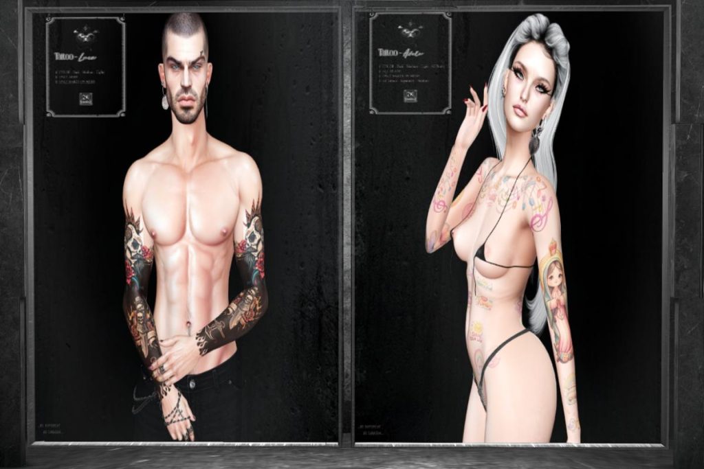 Luca Tattoo - BOM, L$249 | Adele Tattoo - BOM, L$300