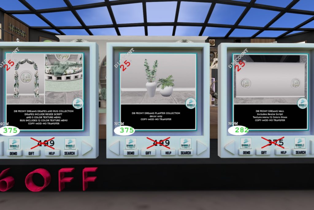 Peony Collection, L$282-L$375 each