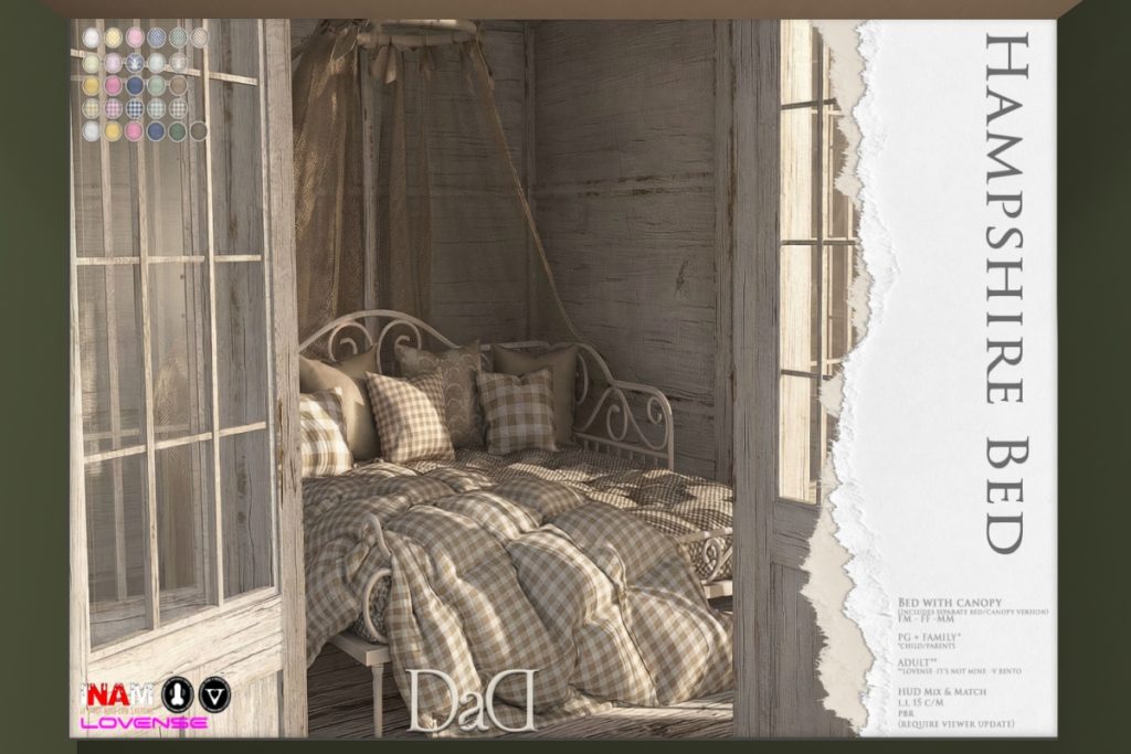 Hampshire Bed, L$900-L$1650 each