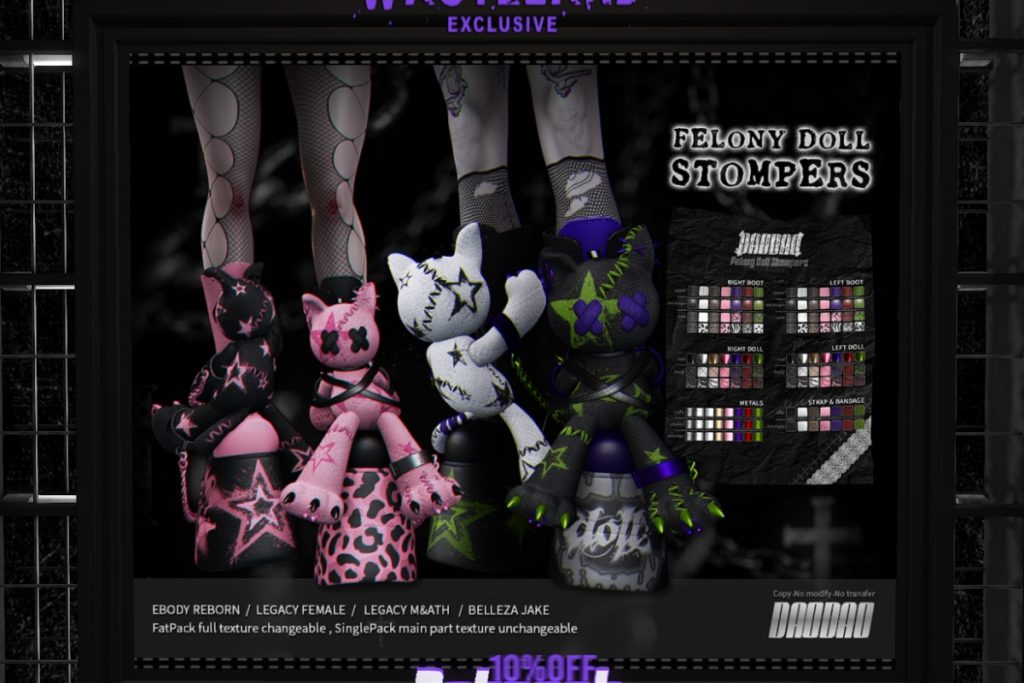 Felony Doll Stompers - Jake/Legacy F+M/Reborn/+mods, L$369 each/L$809 FP