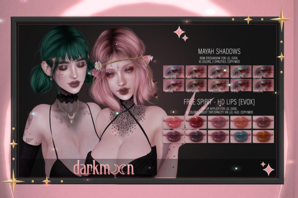 Mayah Shadows &amp; Free Spirit HD Lipstick - EvoX, L$288 each