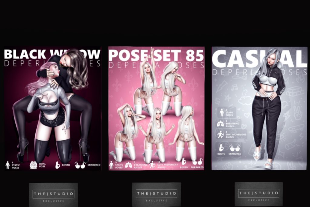 Black Widow, Pose Set 85 &amp; Casual Poses, L$149 each/L$199-L$1249 each FP