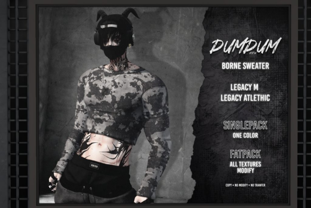 Borne Sweater - Legacy/+mods, L$349 each/L$1499 FP