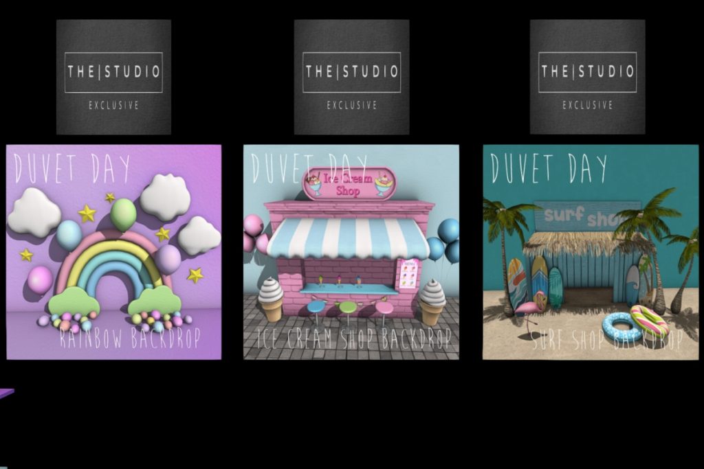 Rainbow, Icecream Shop, &amp; Surf Shop Backdrops, L$140-L$200 each