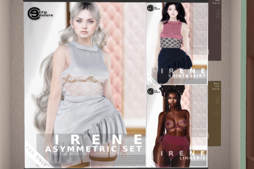 Irene Asymmetric Set - GenX/Legacy/MaitreyaX/Reborn/+mods, L$249-$399 each/L$499-L$999 each MP