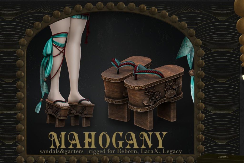 Mahongany Sandals &amp; Garters - Legacy/MaitreyaX/Reborn, L$350 each/L$1250 FP