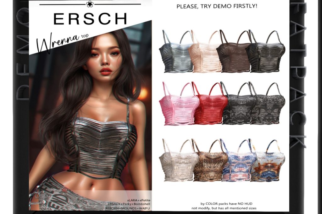 Wrenna Top - Legacy/MaitreyaX/Reborn/+mods, L$249 each/L$1099 FP