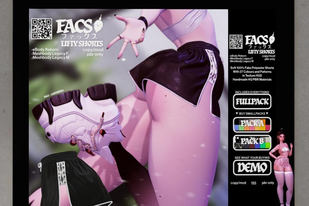 Lifty Shorts - Legacy M+F/Reborn, L$600 each/L$1000 FP