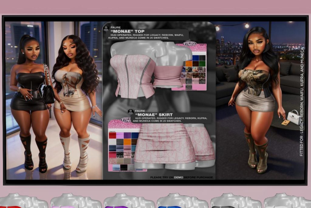Monae Top and Skirt - Inithium/Legacy/Reborn/Yentements/+mods, L$300 each