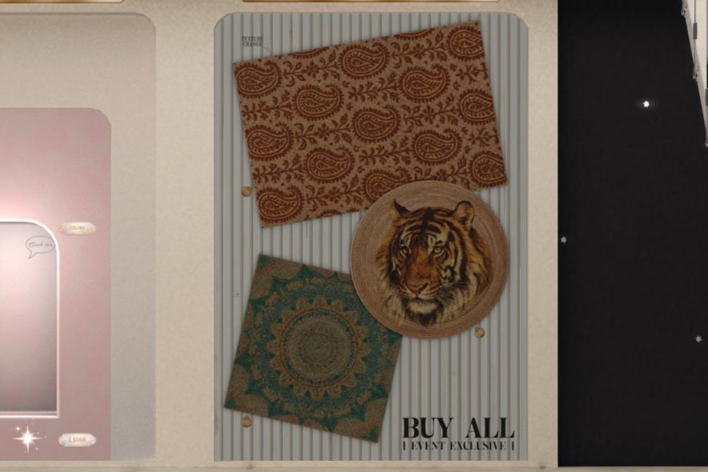 Boho Rugs, L$88 each/L$188 FP