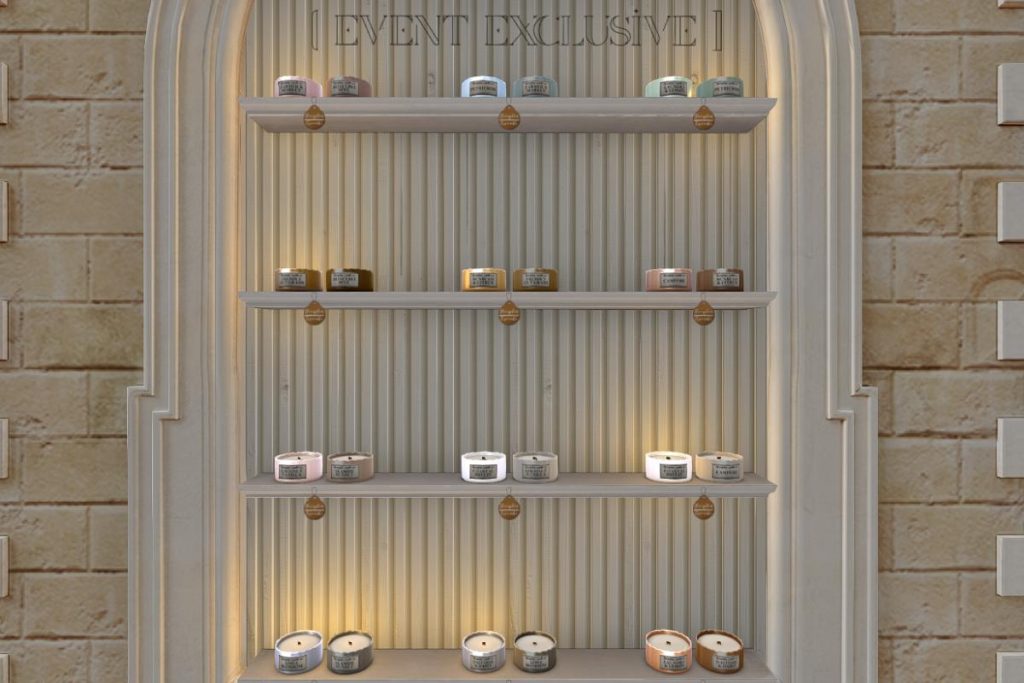 Scallop Candle, L$149 each/L$499 FP