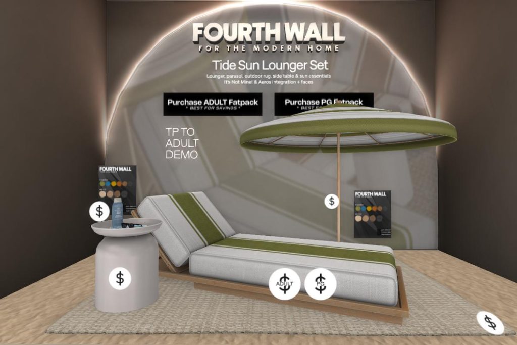 Tide Sun Lounger Set, L$99-L$999 each/L$799 PG FP/L$1199 Adult FP