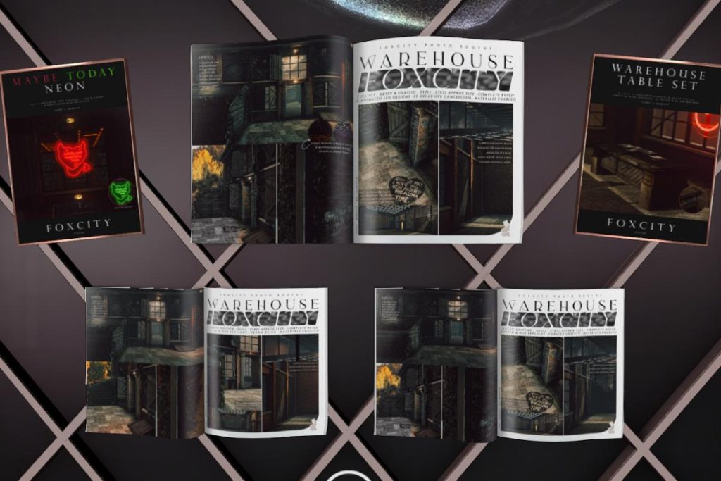 Warehouse Photo Booths and Decor, L$269-L$769 each/L$1468 FP