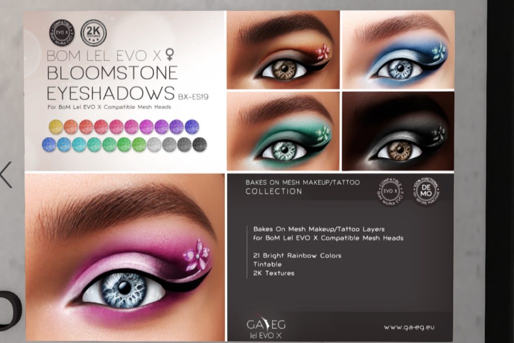 Bloomstone Eyeshadows - EvoX, L$380