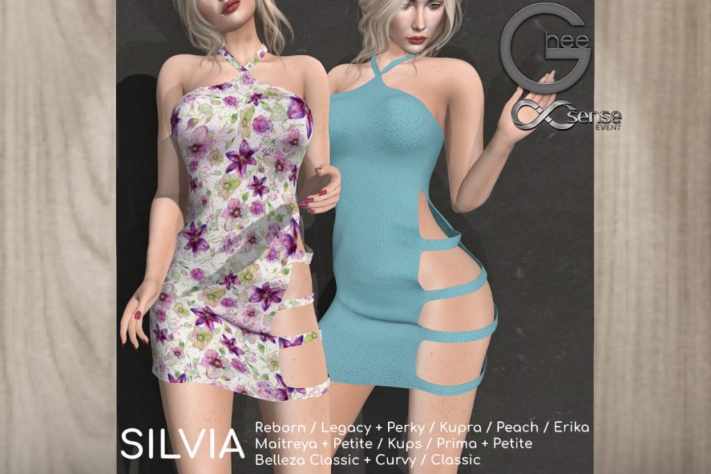 Silvia Dress - Erika/GenX/Legacy/Maitreya/Peach/Prima/Reborn/+mods, L$250 each/L$1700 FP