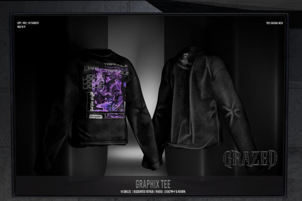 Graphix Tee - Legacy F+M/Reborn, L$245 each/L$1499 FP