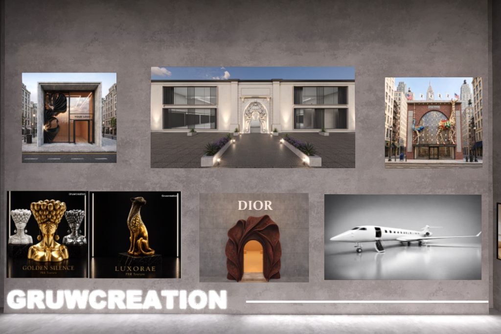 Velaris Gallery, L$450 | Veloria Luxe, L$2000 | Lou Vtton NYC, L$450 | Golden Silence and Luxorae Sculptures, L$450 each | Aurelia Arch Mini Store, L$850 | Luxorious Private Jet, L$850