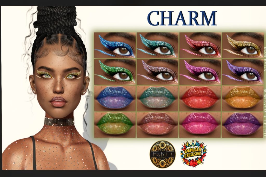 Charm Eyeshadow &amp; Lipstick, L$110 each/L$200 FP