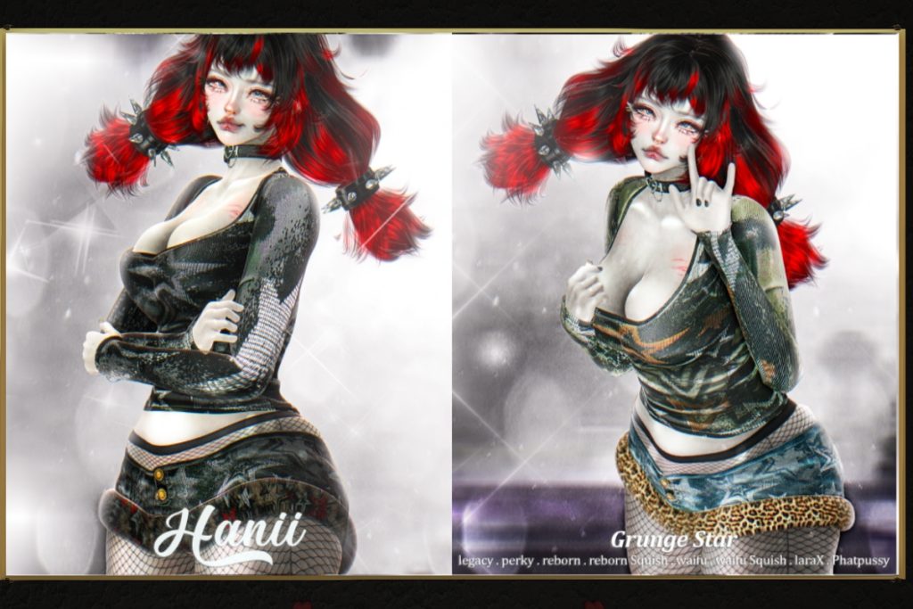 Grunge Star Top and Star Skirt - Legacy/MaitreyaX/Reborn/+mods, L$299 each/L$999 each FP/L$1799 MP