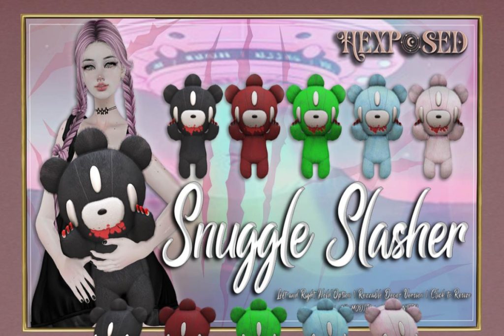 Snuggle Slasher Holdable and Decor, L$250 each/L$999 FP