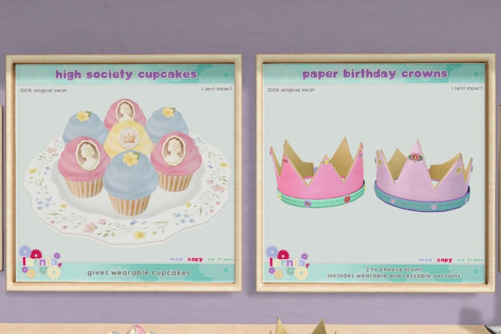 High Society Cupcakes, L$150 | Paper Birthday Crows, L$99 each