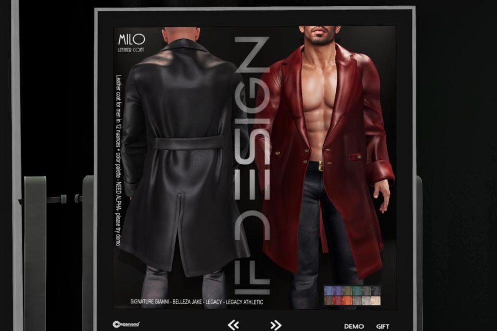 Milo Leather Coat - Gianni/Jake/Legacy/+mods, L$299