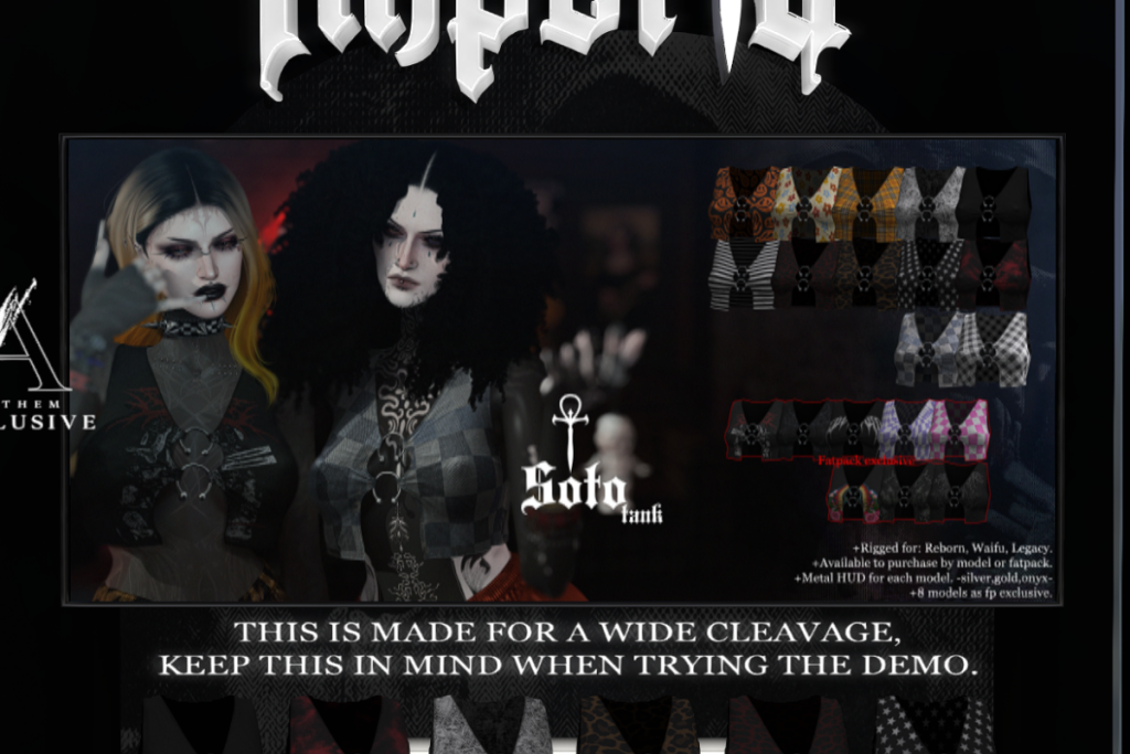 Soto Tank - Legacy/Reborn/+mods, L$299 each/L$1500 FP | Soto Megapack, L$2400