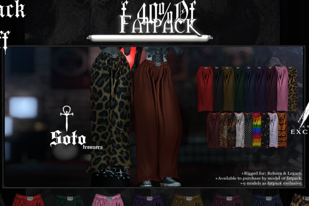 Soto Trousers - Legacy/Reborn, L$300 each/L$1500 FP | Soto Megapack, L$2400