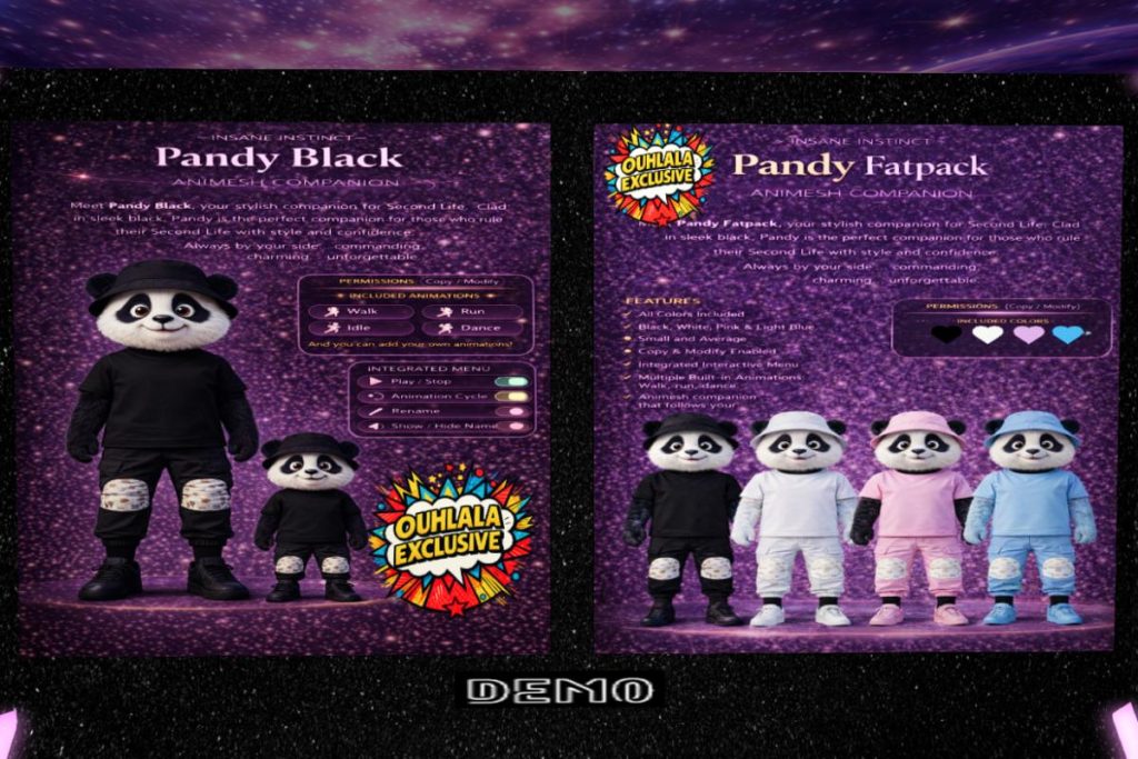 Pandy Animesh Companion, L$399-L$999 each
