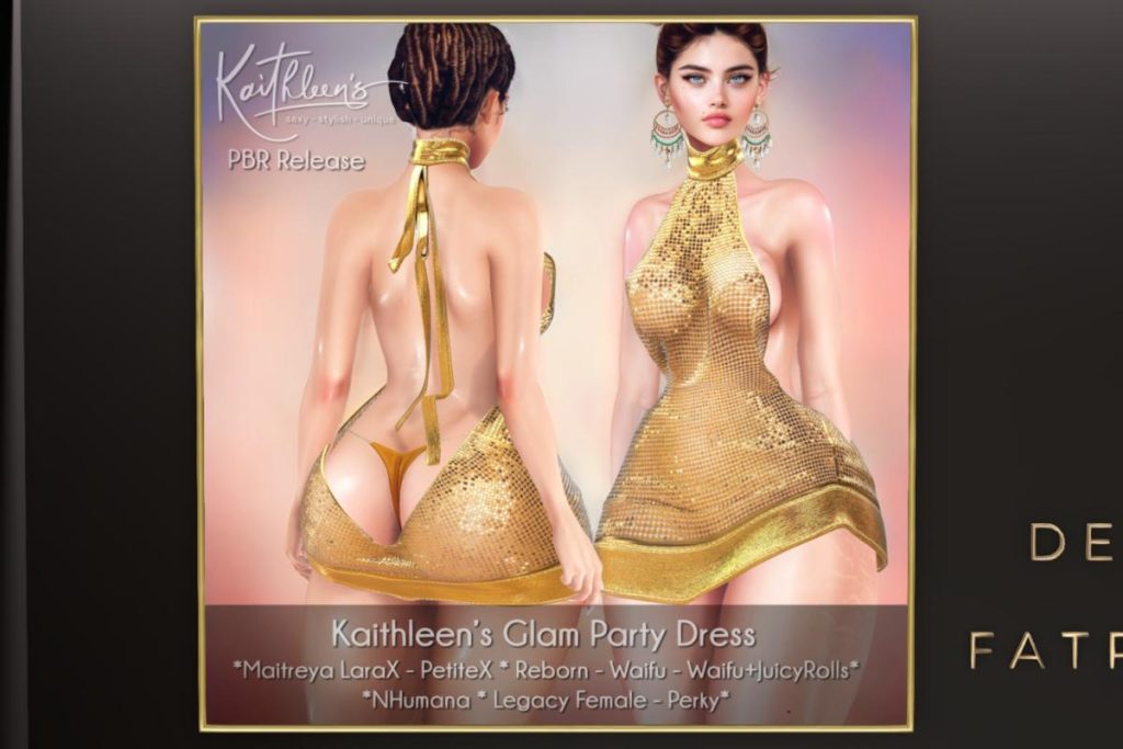 Glam Party Dress - Legacy/MaitreyaX/Nhumana/Reborn/+mods, L$288 each/L$1488 FP