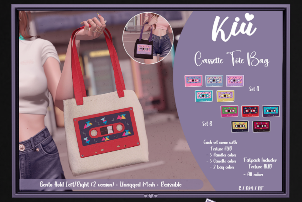 Cassette Tote Bag, L$229 each/L$399 FP