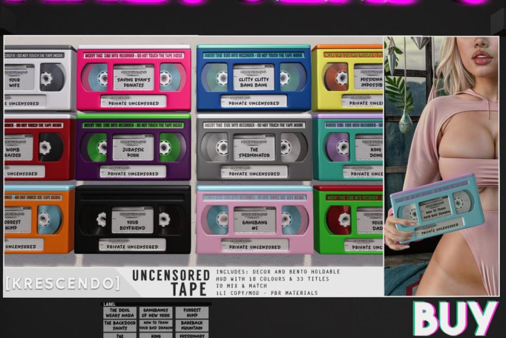 Uncensored Tape Holdable and Decor, L$249