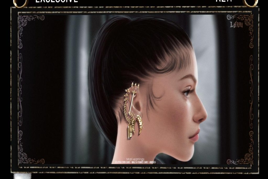 Mari Earrings - EvoX F+M Ears, L$277 each/L$777 FP