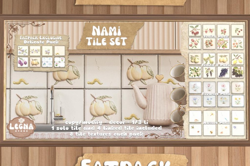 Nami Tile Set, L$299 each/L$999 FP