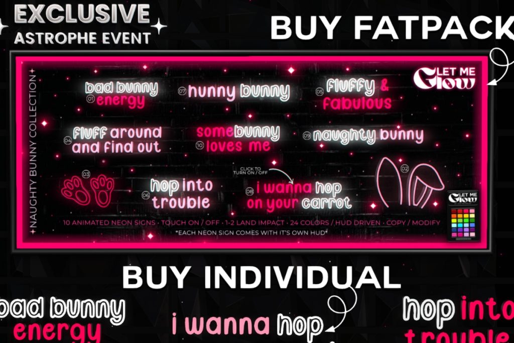 Naughty Bunny Neon Set, L$299 each, L$1999