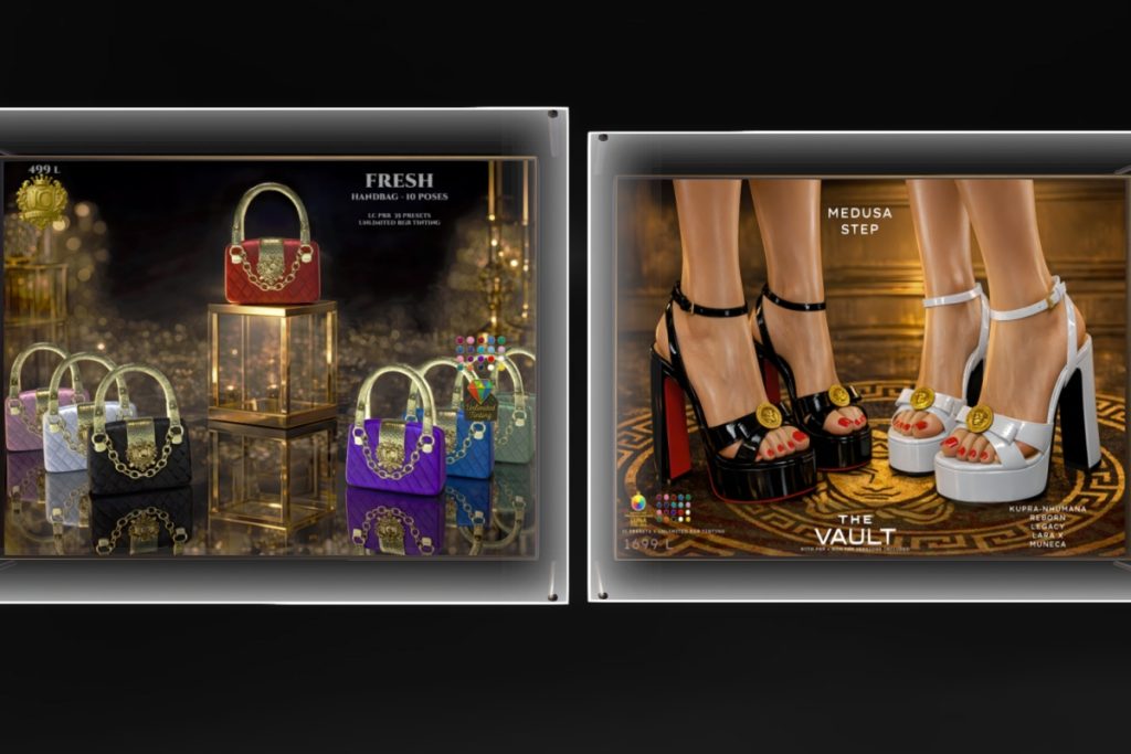 Fresh Handbag, L$499 | Medusa Step - Inithium/Legacy/MaitreyaX/Nhumana/Reborn, L$1699
