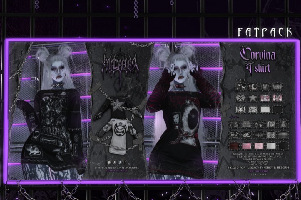 Corvina T-Shirt - Legacy/Reborn/+mods, L$299 each/L$1499 FP
