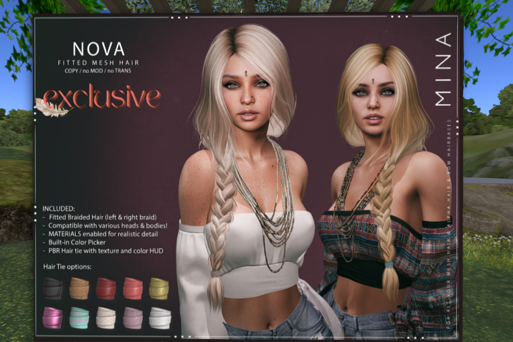Nova Hair, L$399 each/L$1050 FP