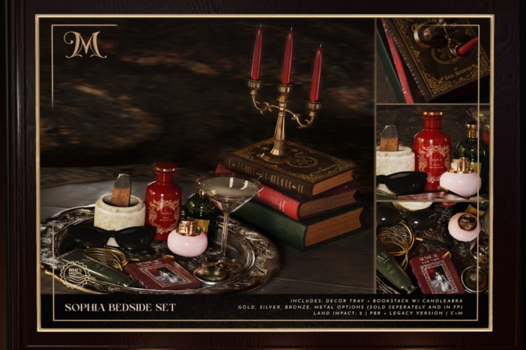 Sophia Bedside Set, L$349 each/L$869 FP