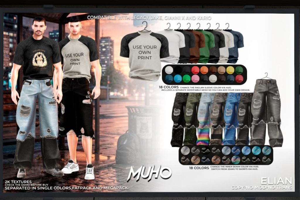 Elian Outfit - GianniX/Jake/Kario/Legacy, L$189 each/L$1099 each FP/L$1699 MP