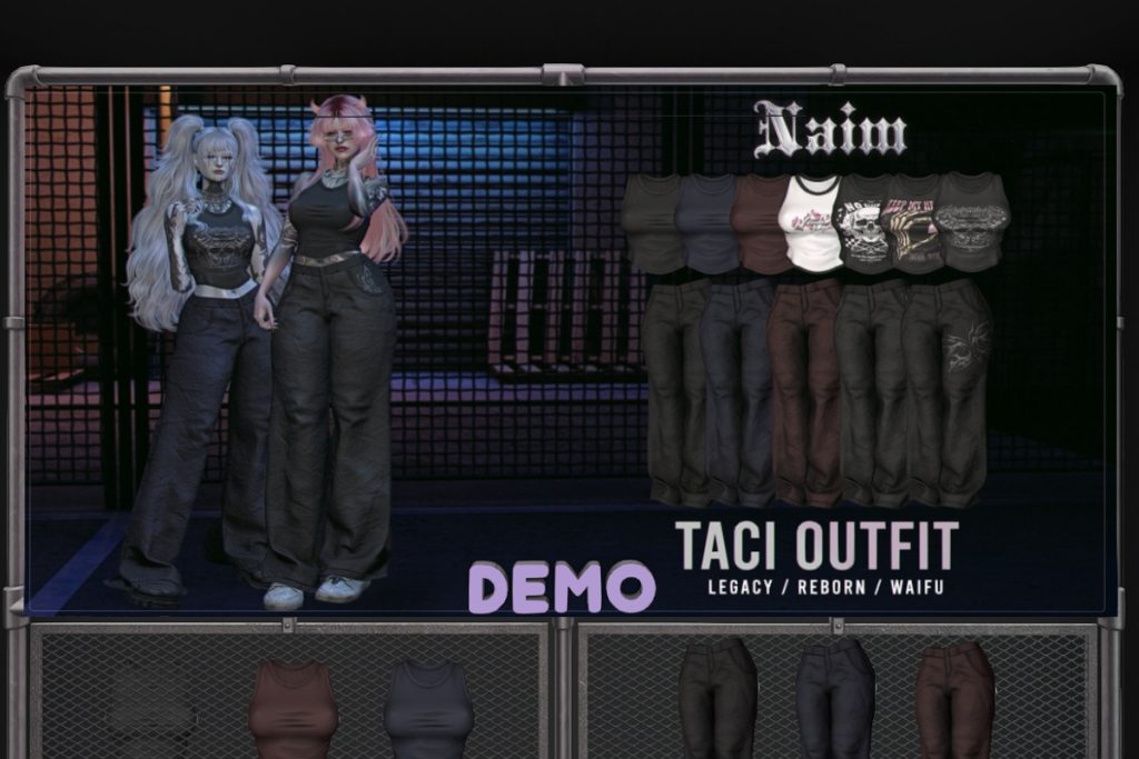 Taci Top and Pants - Legacy/Reborn/+mods, L$199-L$249 each/L$999-L$1199 each FP