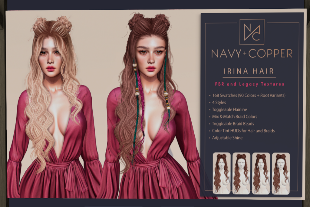 Irina Hair, L$199-L$399 each