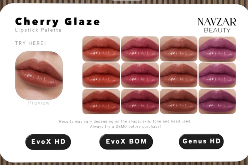 Cherry Glaze Lipstick - Genus/EvoX, L$300 each