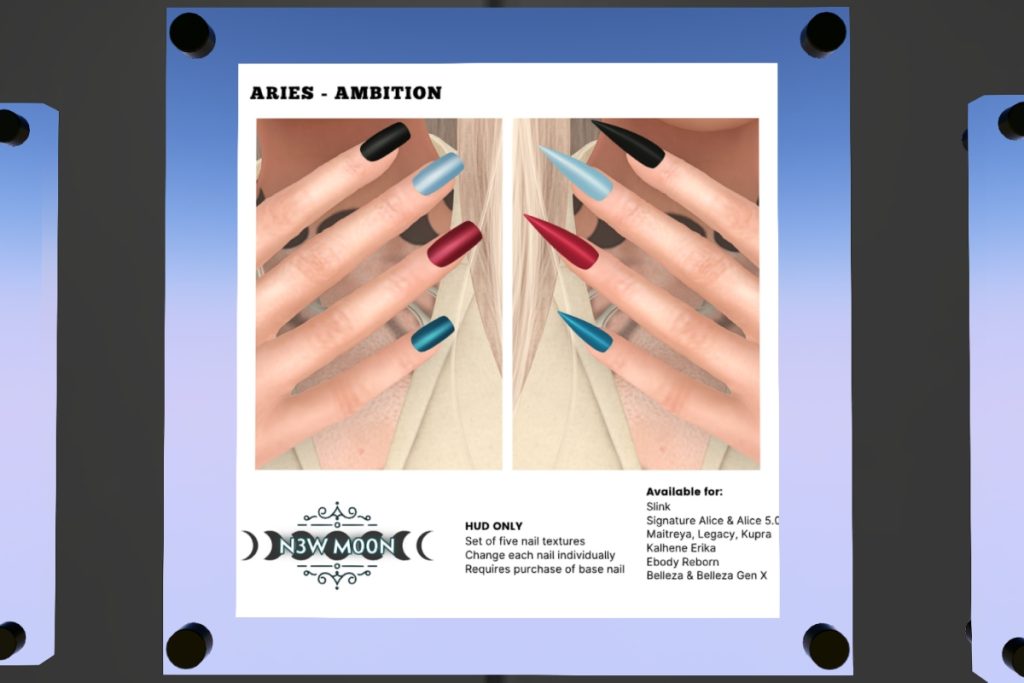 Aries Ambiition Nail Polish - New Moon Nails for Alice/Belleza/Erika/Inithium/Legacy/Maitreya/Reborn/Slink/+mods, L$120
