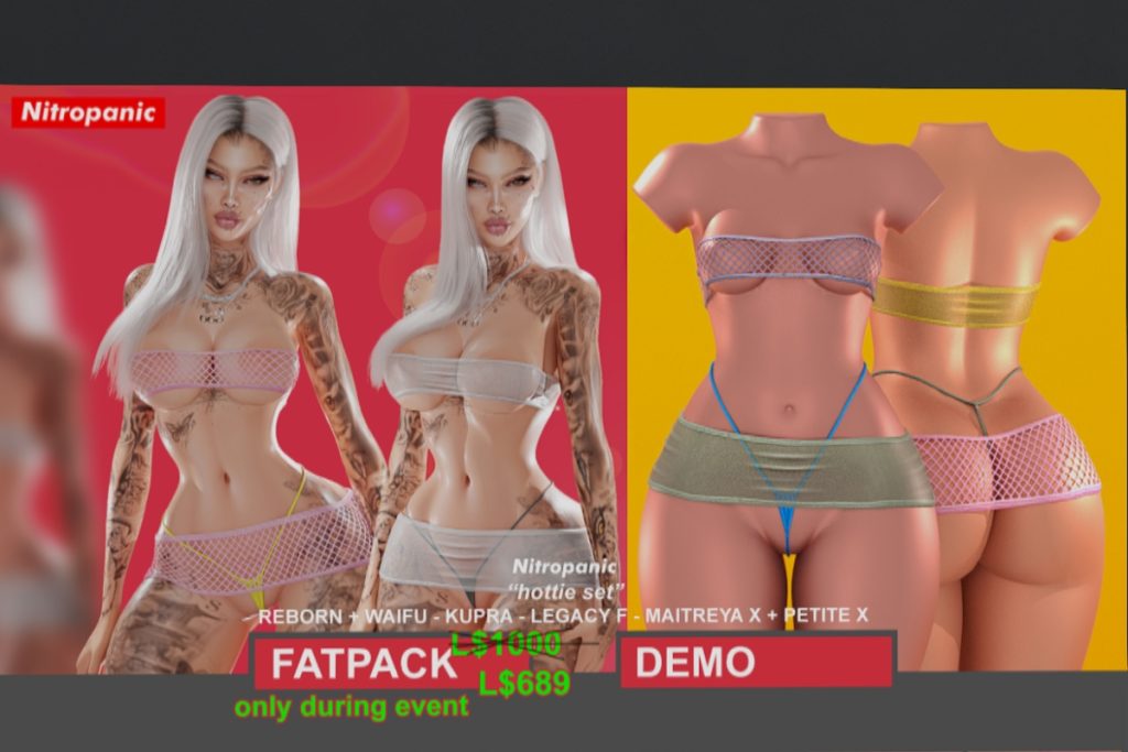 Hottie Set - Inithium/Legacy/MaitreyaX/Reborn/+mods, L$249 each/L$689 FP
