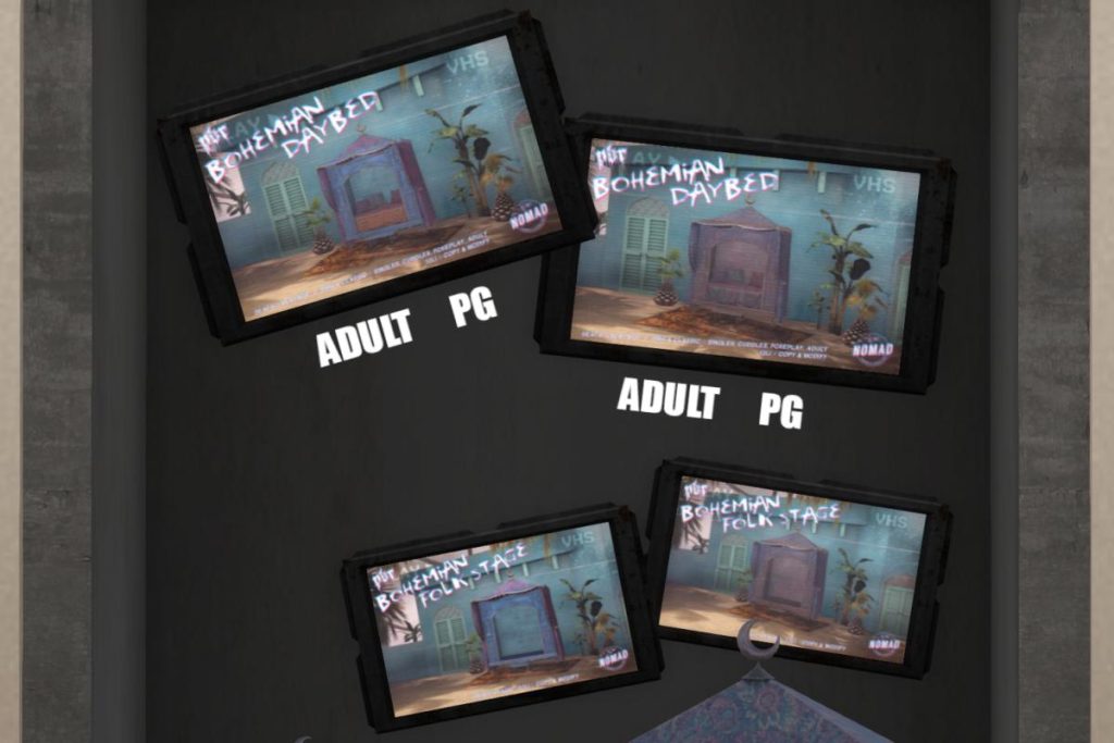 Bohemian Daybed, L$188 each/L$288 each PG/L$488 each Adult