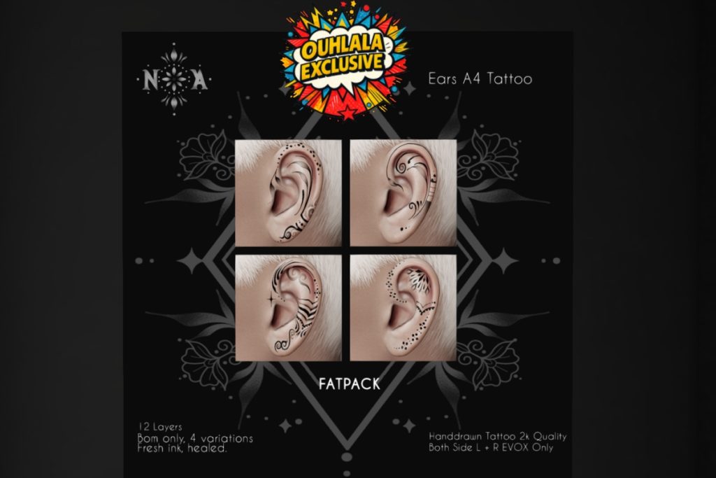 Anoki, Abeytu, Aiyana, &amp; Ama Ear Tattoos - EvoX, L$149 each